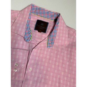 Tattersall London Mens Long‎ Sleeve Size XL Button Up Pink Check Shirt